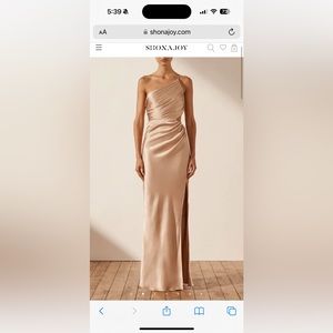 Shona Joy One-Shoulder Satin Gown in Champagne